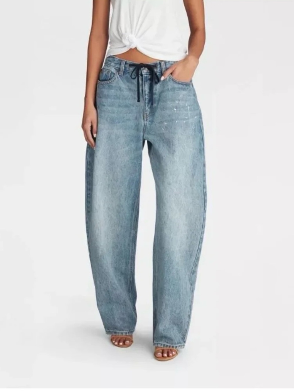 KBB by Kahlana The Lynnox Wide Leg Drawstring Jeans Wash Blue Size 6 NWT - Picture 3 of 11